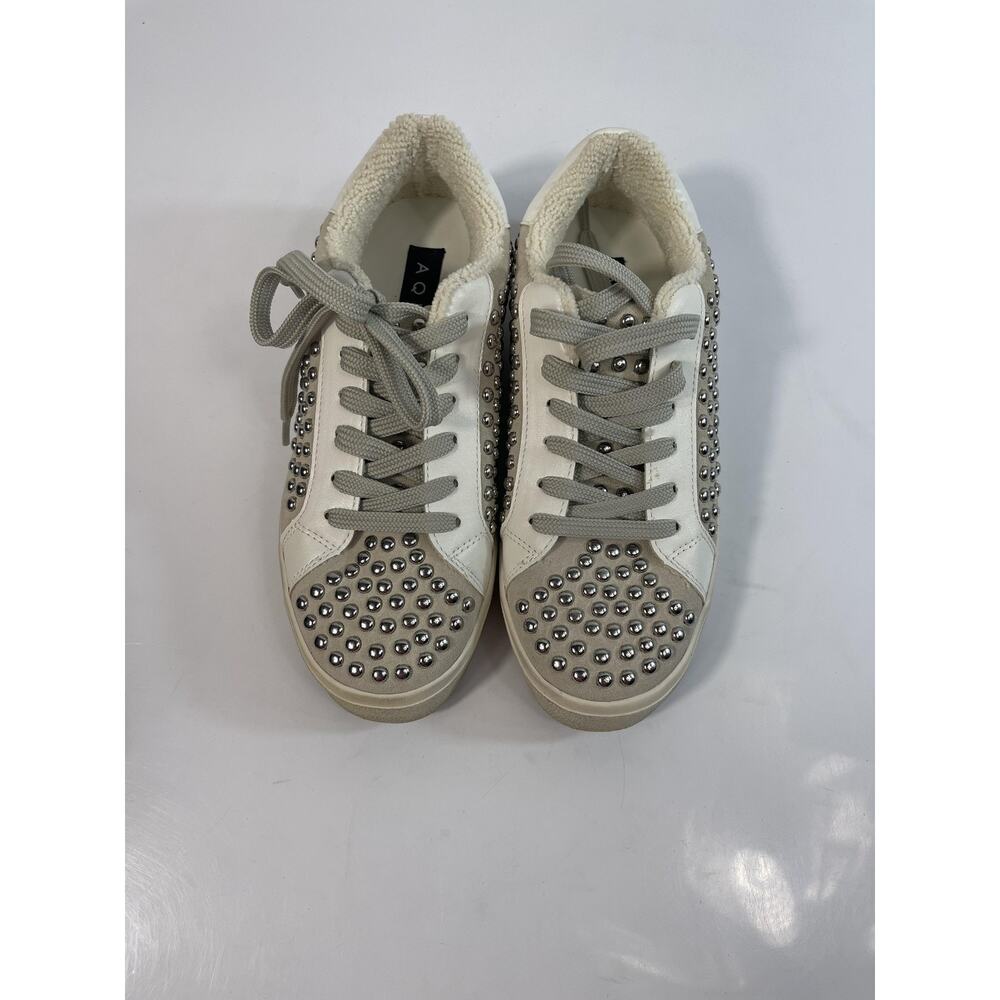 Aqua Shoes Womens Size 6.5 White AQ-TESS Studded Lined Sneakers New Box - Picture 5 of 12